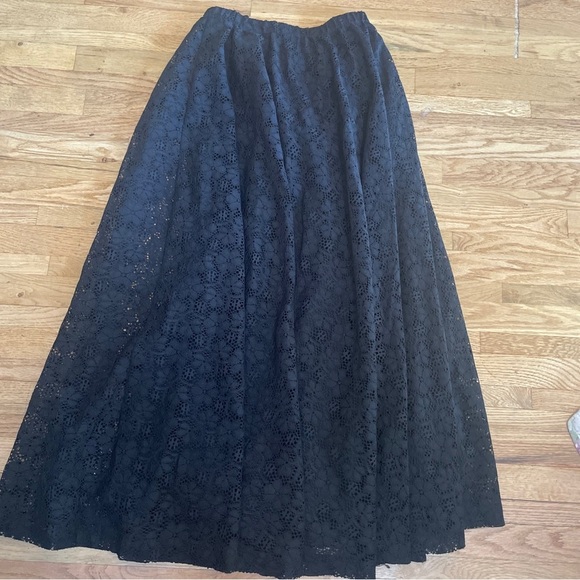 Fred Lief Dallas Vintage Maxi Skirt Black Lace Long Size 12 Bohemian Peasant - Picture 1 of 8